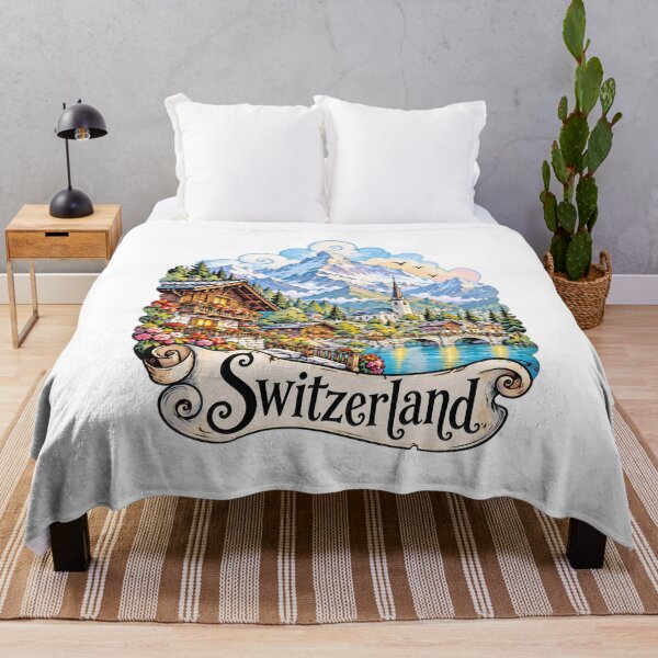 Item preview, Swiss Alps and Colorful Lakeside Village designed and sold by EdwinkOne.