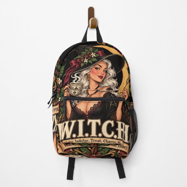 Item preview, Vintage Witch Coffee Lover Gothic Halloween Pin Up designed and sold by Zizo-DR44.