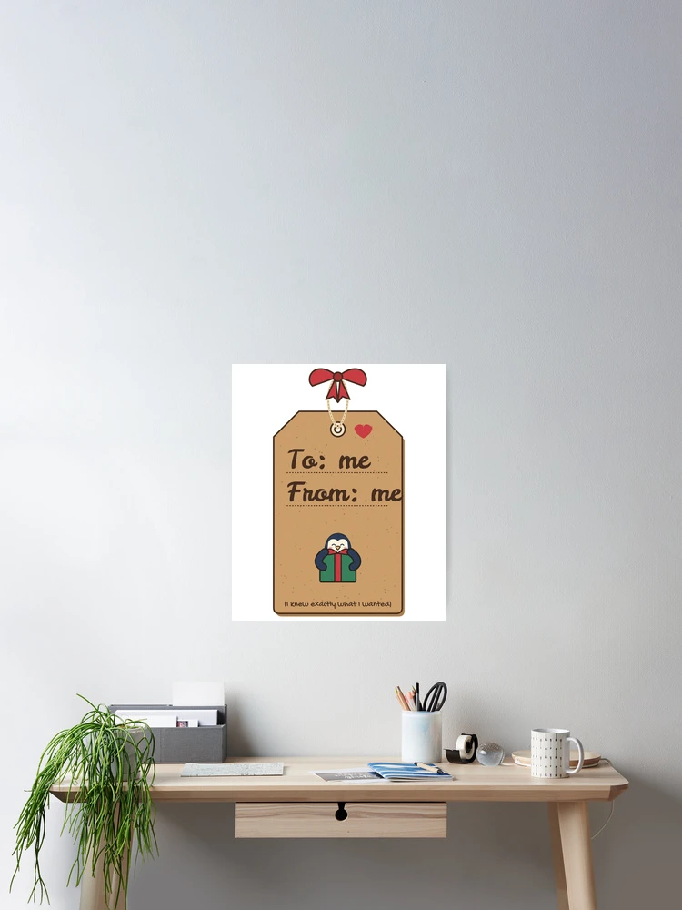 Imagen 2 de 3, Póster con la obra To Me From Me Funny Christmas Gift Tag Penguin, diseñada y vendida por somebasic.