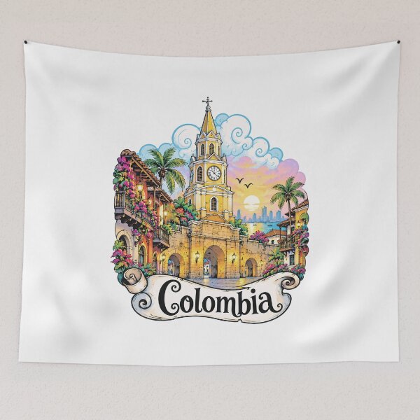 Item preview, Cartagena Clock Tower Colombia Travel Illustration designed and sold by EdwinkOne.