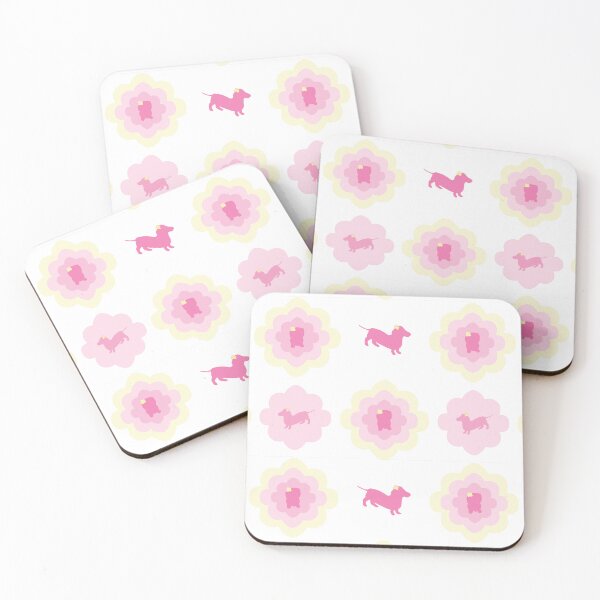 Item preview, Delightful Dachshunds in pink designed and sold by Quiet Waters Design.