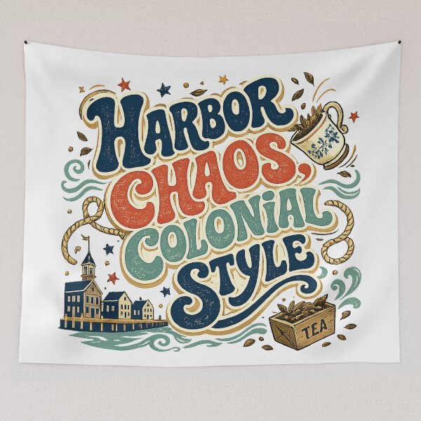 Item preview, Harbor Chaos Colonial Style Boston Tea Party Nautical History Humor Design designed and sold by inkoutninja.