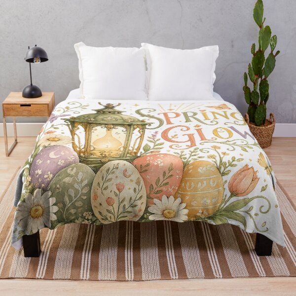 Item preview, Spring Glow Easter Eggs Vintage Lantern Floral Cottagecore Design designed and sold by inkoutninja.