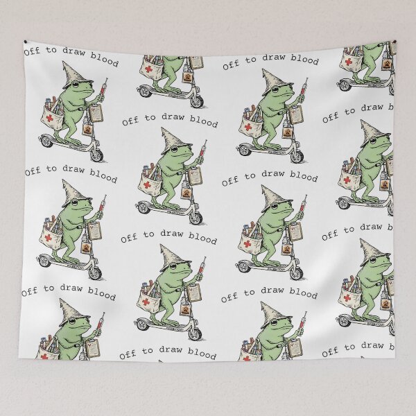 Item preview, Phlebotomy Frog on Scooter - Medical Cartoon Character Design designed and sold by cerima.