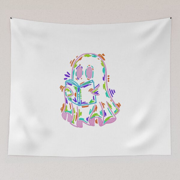 Item preview, Spooky Ghost Reading a Book – Colorful Neon Halloween Art designed and sold by oganespegenh.