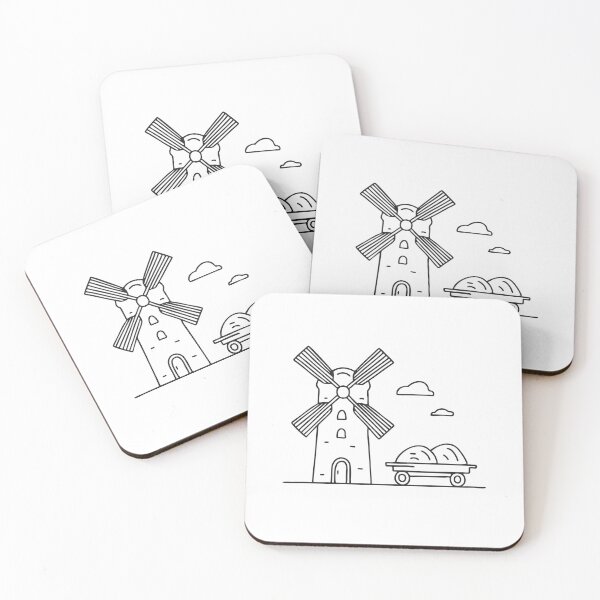Item preview, A windmill beside a cart filled with hay and farming tools designed and sold by rasagamastore.