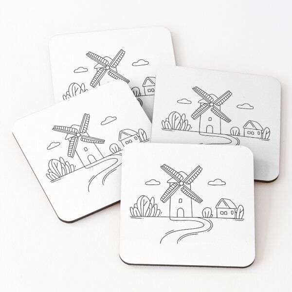Item preview, A windmill close to a dirt path leading toward a small cottage designed and sold by rasagamastore.