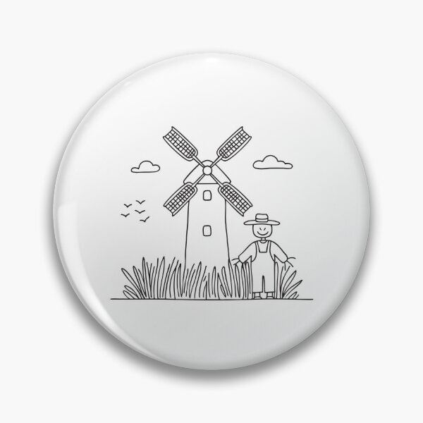 Item preview, A windmill close to a scarecrow standing among tall grass designed and sold by rasagamastore.