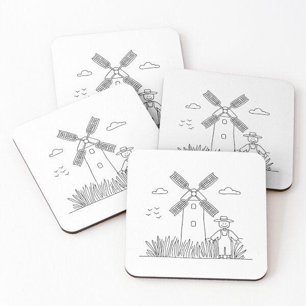 Item preview, A windmill close to a scarecrow standing among tall grass designed and sold by rasagamastore.