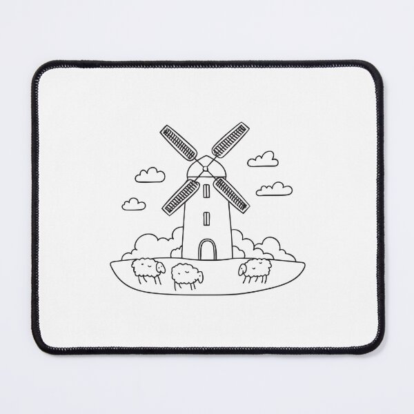 Item preview, A windmill near a flock of sheep grazing in the meadow designed and sold by rasagamastore.