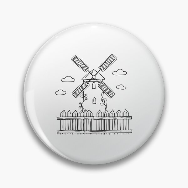 Item preview, A windmill near a wooden fence with vines creeping along the rails designed and sold by rasagamastore.