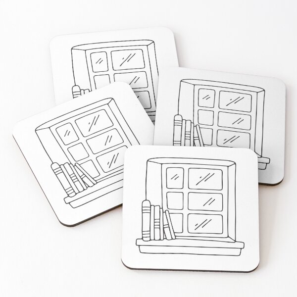 Item preview, An illustration of window beside a bookshelf designed and sold by rasagamastore.