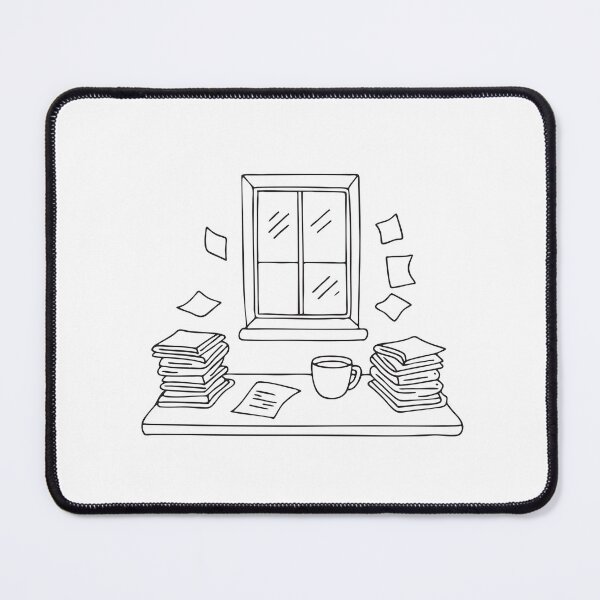 Item preview, A window near a desk with scattered papers and a coffee mug designed and sold by rasagamastore.