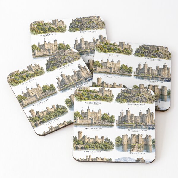 Item preview, Famous Castles of Great Britain – Historic British Castle Illustration Poster designed and sold by PIXEL POP DESIGNS - Beyond the Norm!.