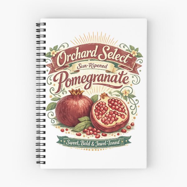 Item preview, Orchard Select Sun-Ripened Pomegranate Vintage Fruit Market Botanical Design designed and sold by inkoutninja.
