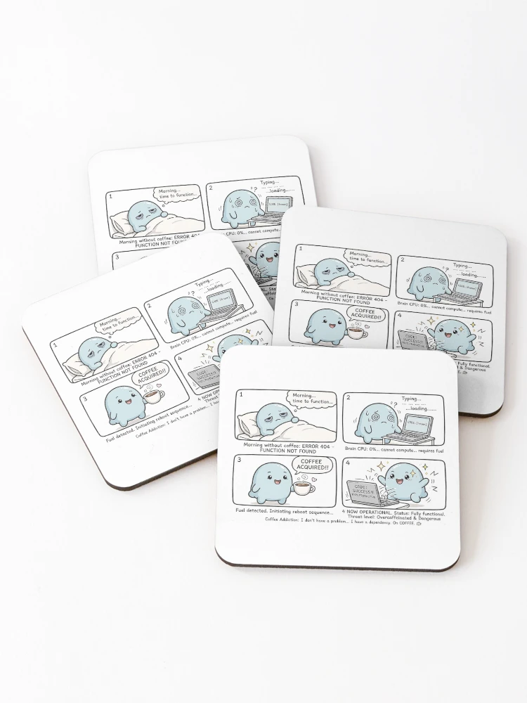 Thumbnail 1 of 5, Coasters (Set of 4), Overthinking Text Comic - Anxiety Overthinking Message Comic Sticker designed and sold by Raju-Creative.