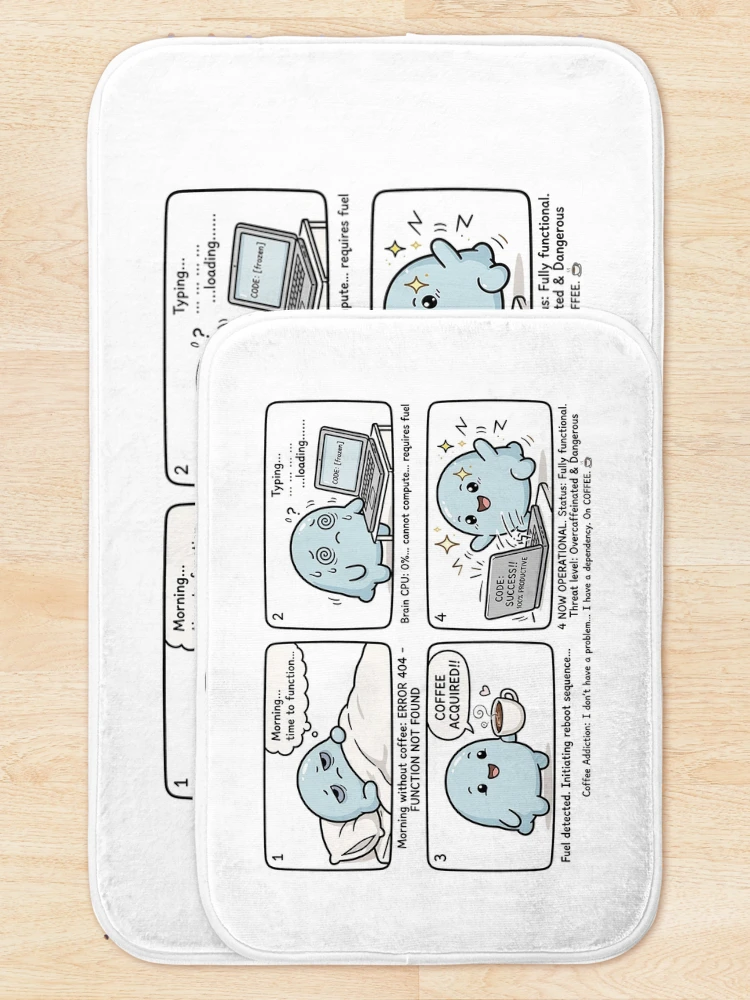 Thumbnail 5 of 6, Bath Mat, Overthinking Text Comic - Anxiety Overthinking Message Comic Sticker designed and sold by Raju-Creative.