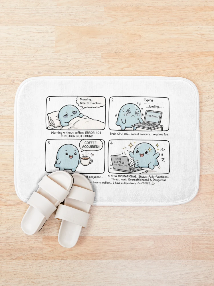 Thumbnail 1 of 6, Bath Mat, Overthinking Text Comic - Anxiety Overthinking Message Comic Sticker designed and sold by Raju-Creative.