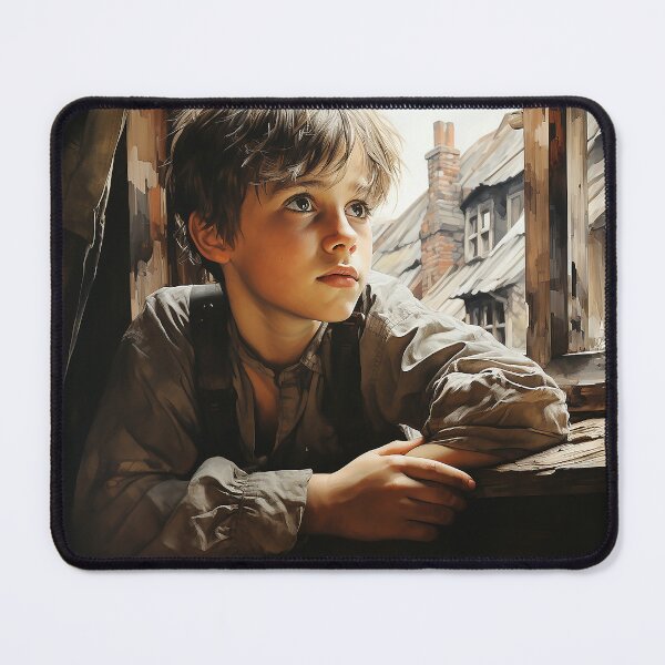 Item preview, Yearning for Tomorrow - An Orphan Boy Staring Out A Window In The 1700s - Watercolor Art - Children Art designed and sold by CastleBySea.