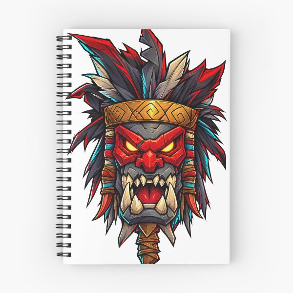 Item preview, Fierce Tribal Demon Mask – Red and Gold Dark Fantasy Warrior Art designed and sold by Grapyziip.