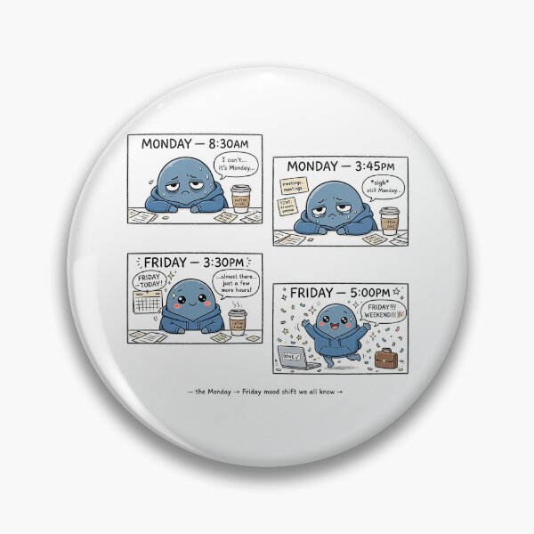 Item preview, Monday To Friday Mood Comic - Work Week Mood Shift Funny Sticker designed and sold by Raju-Creative.