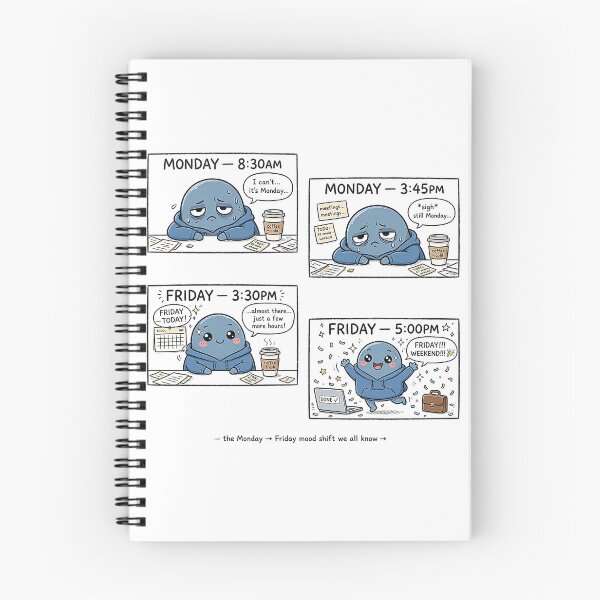 Item preview, Monday To Friday Mood Comic - Work Week Mood Shift Funny Sticker designed and sold by Raju-Creative.