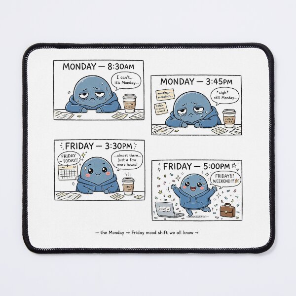 Item preview, Monday To Friday Mood Comic - Work Week Mood Shift Funny Sticker designed and sold by Raju-Creative.