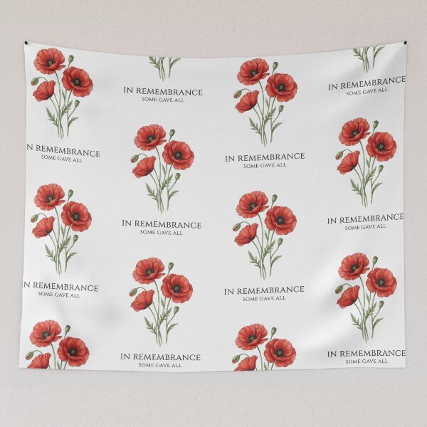 Item preview, In Remembrance Some Gave All — Red Poppy Watercolor Botanical Art, Memorial Day Military Tribute Print designed and sold by Luminari Creations.