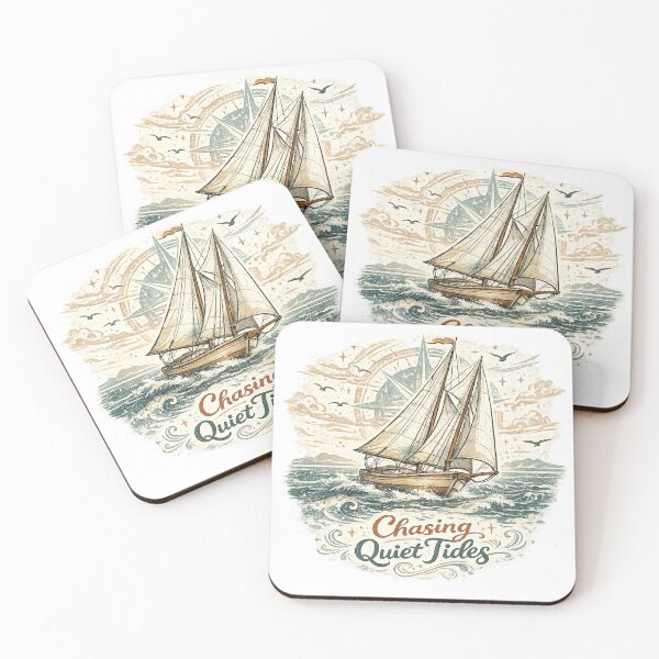 Item preview, Chasing Quiet Tides Vintage Sailboat Ocean Nautical Adventure Design designed and sold by inkoutninja.