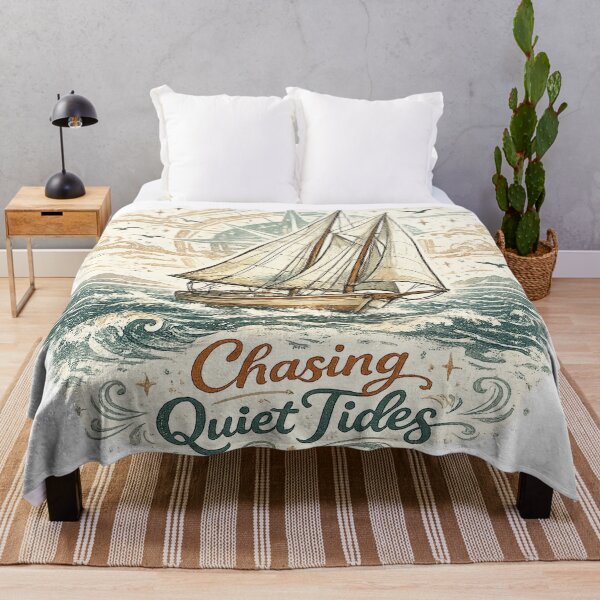 Item preview, Chasing Quiet Tides Vintage Sailboat Ocean Nautical Adventure Design designed and sold by inkoutninja.