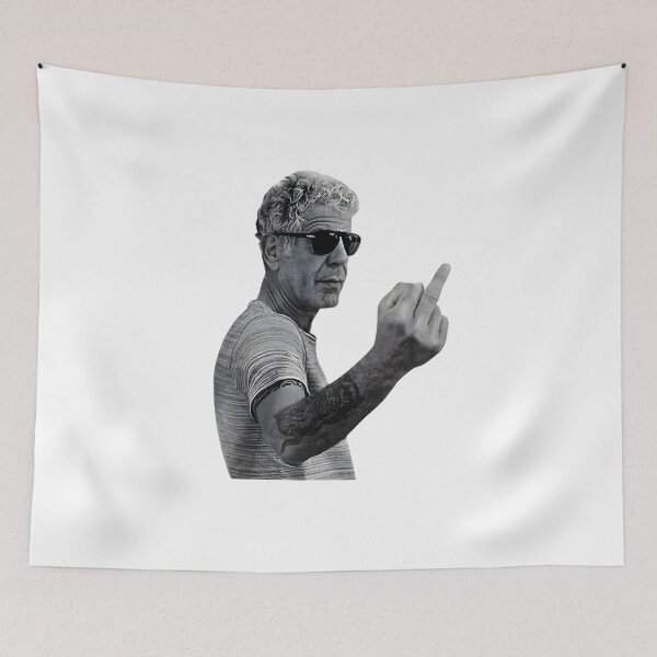 Item preview, Anthony Bourdain Middle Finger Meme designed and sold by Aureliuszorp.