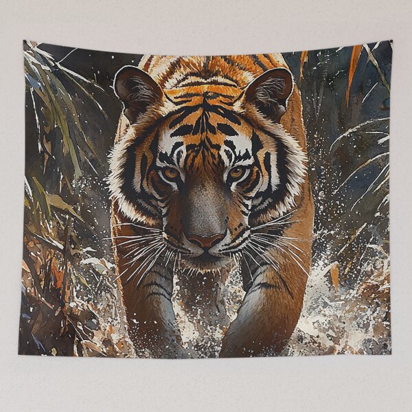 Item preview, The Tigress' Journey - A Bengal Tigress Walking Through The Himalayan Jungle - Watercolor Art - Animal Art designed and sold by CastleBySea.