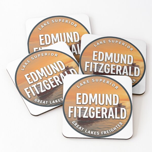 Item preview, Edmund Fitzgerald Lake Superior Sunset Voyage Round Badge Sticker designed and sold by DetourDgn.