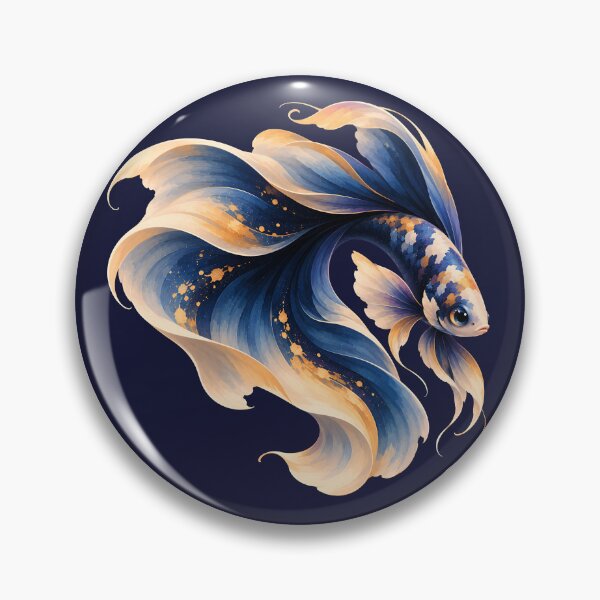 Item preview, Blue and Gold Betta Fish designed and sold by Mooncalf Market.