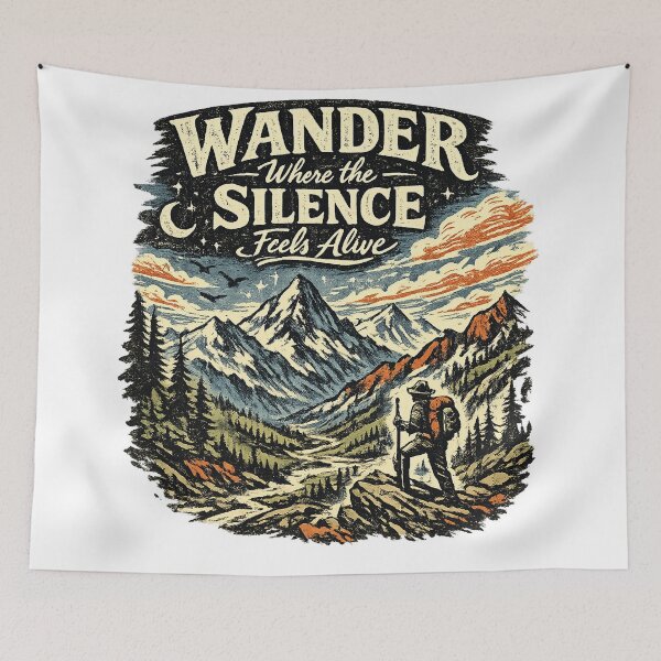 Item preview, Wander Where the Silence Feels Alive Vintage Mountain Hiking Adventure Design designed and sold by inkoutninja.