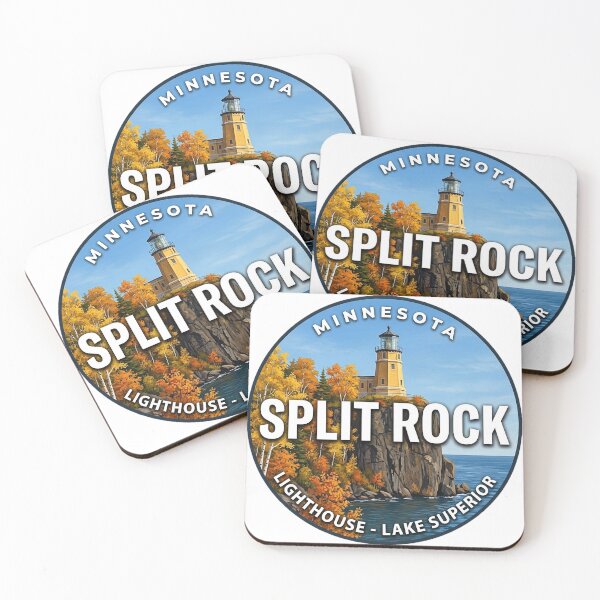 Item preview, Split Rock Lighthouse Minnesota Autumn Cliff Round Badge Sticker designed and sold by DetourDgn.