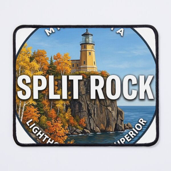 Item preview, Split Rock Lighthouse Minnesota Autumn Cliff Round Badge Sticker designed and sold by DetourDgn.