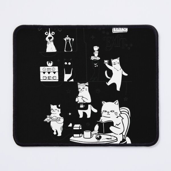 Item preview, Busy Cat & Dog Coffee Shop Line Art designed and sold by Airamatix.