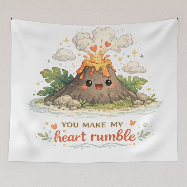 Item preview, You Make My Heart Rumble Cute Volcano Love Pun Kawaii Valentine Design designed and sold by inkoutninja.