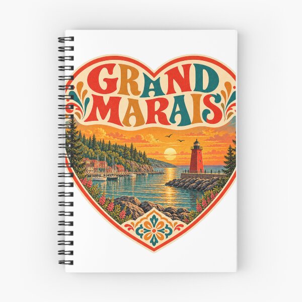Item preview, Grand Marais Souvenir Heart Design - Vintage USA Travel Art designed and sold by VisualArtsOasis.