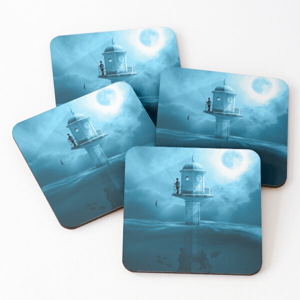 Item preview, Surreal Fishing Lake Night Mystical Fisher designed and sold by livianasgifts.