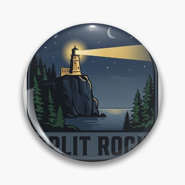 Item preview, Split Rock Lighthouse Minnesota Night Beam Vintage Badge Sticker designed and sold by DetourDgn.