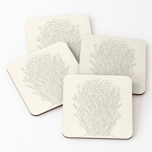 Item preview, Enoki Mushroom Cluster | Minimalist Cottagecore Line Art designed and sold by Zaramodo.