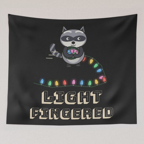 Artikelvorschau, Light Fingered Raccoon Stealing Christmas Lights entworfen und verkauft von somebasic.