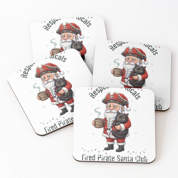 Item preview, Tired Pirate Santa Club Respect The Locals Funny Christmas Black Cat Meh designed and sold by inkfluenceart.