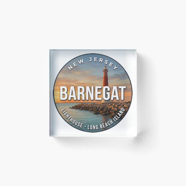 Item preview, Barnegat Lighthouse New Jersey Jetty Sunset Round Badge Sticker designed and sold by DetourDgn.