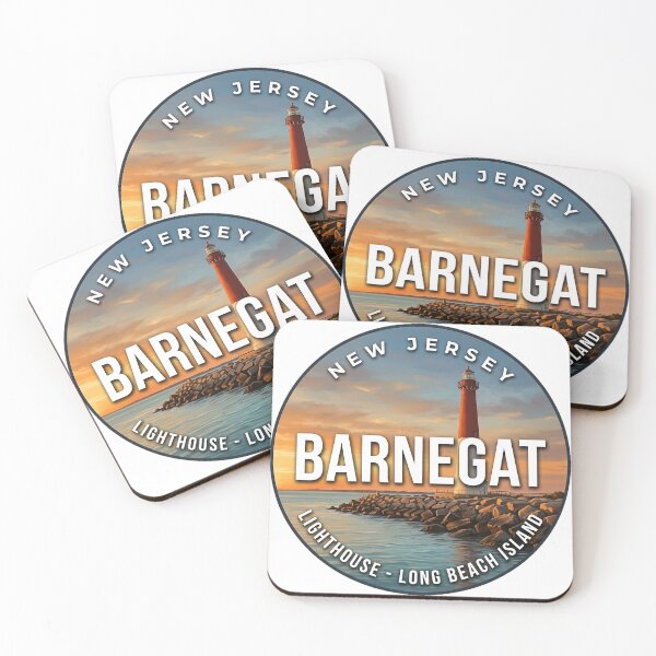 Item preview, Barnegat Lighthouse New Jersey Jetty Sunset Round Badge Sticker designed and sold by DetourDgn.