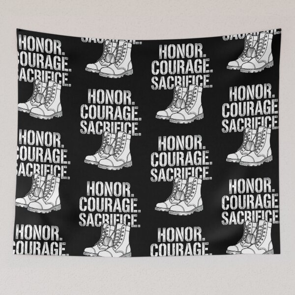 Item preview, Honor Courage Sacrifice — Military Combat Boots Dog Tags Veteran Tribute Art, Memorial Day Armed Forces Day Patriotic Gift designed and sold by Luminari Creations.