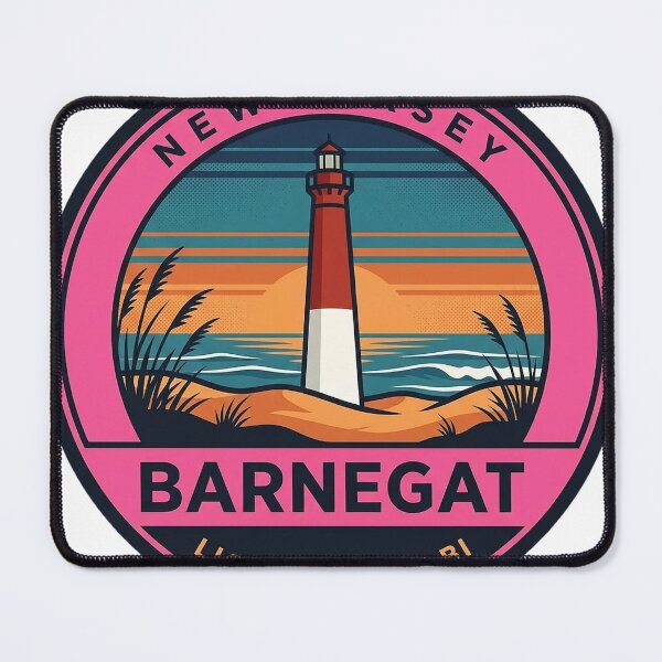 Item preview, Barnegat Lighthouse New Jersey Retro Sunset Vintage Badge Sticker designed and sold by DetourDgn.