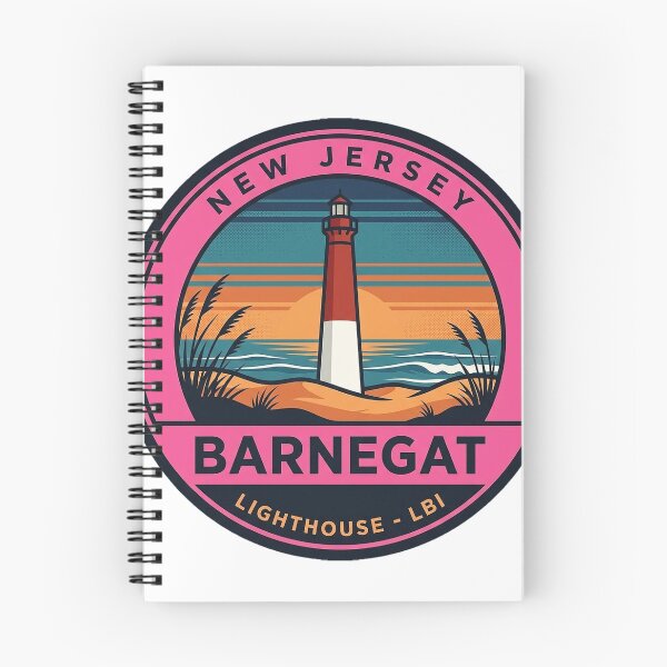 Item preview, Barnegat Lighthouse New Jersey Retro Sunset Vintage Badge Sticker designed and sold by DetourDgn.
